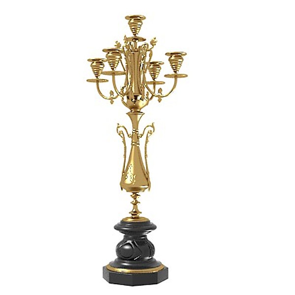 3d model of fireplace clock classic candelabra - Fireplace clock Classic  and candelabra by shop3ds